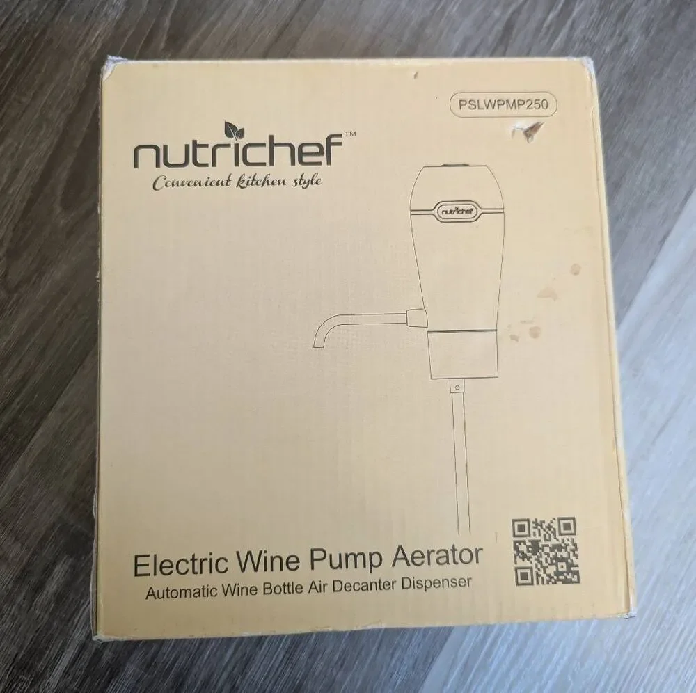 Nutrichef electric wine pump aerator dispenser rechargeable NOB